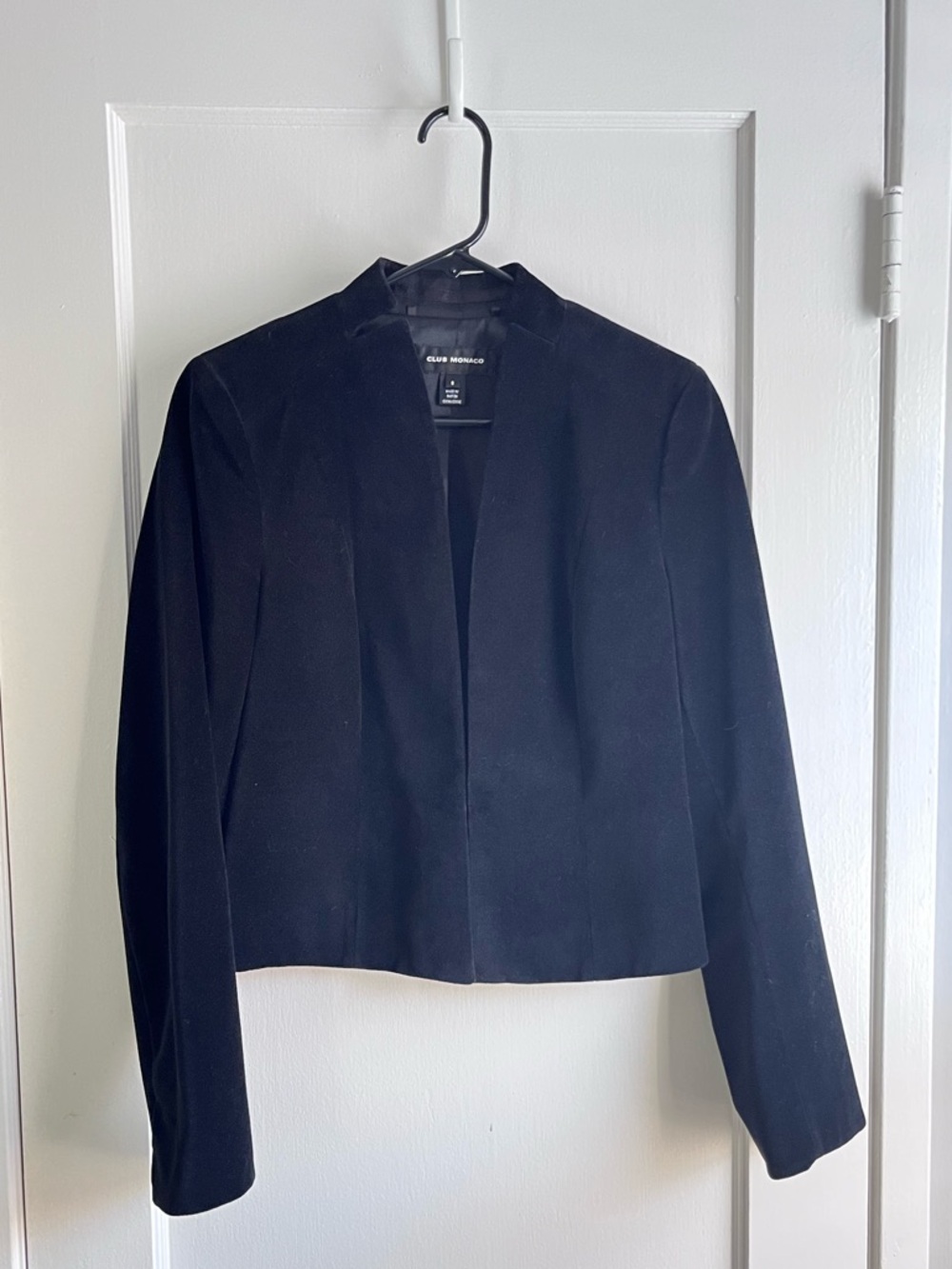 Club Monaco Black Velvet Cropped Blazer Sz 8